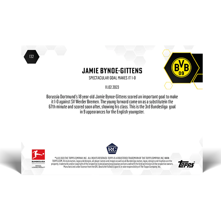 Topps UK - Spectacular goal makes it 1-0 - Bundesliga TOPPS NOW® Card #132
