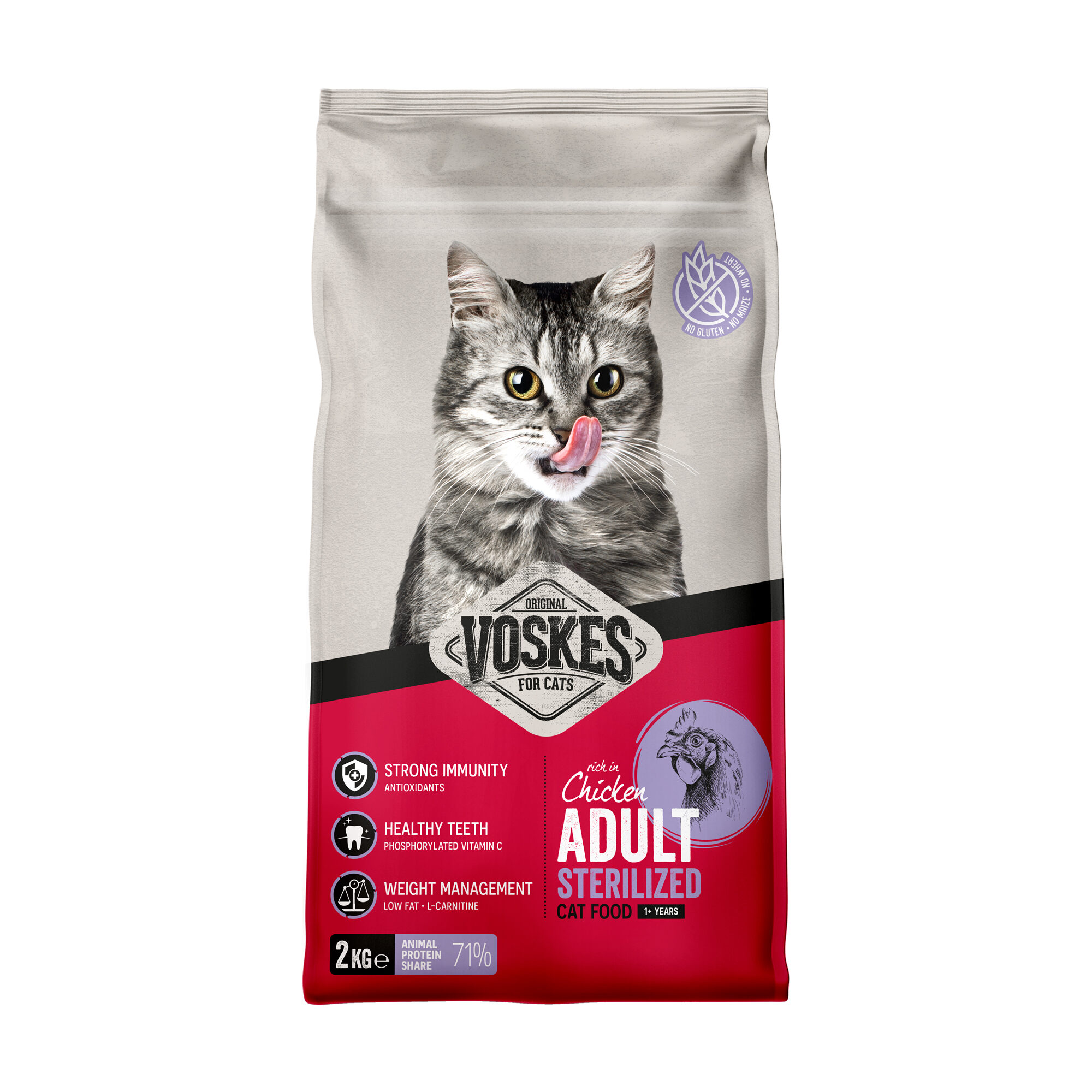 Voskes Adult Sterilized Cat Food - Chicken - 2 kg