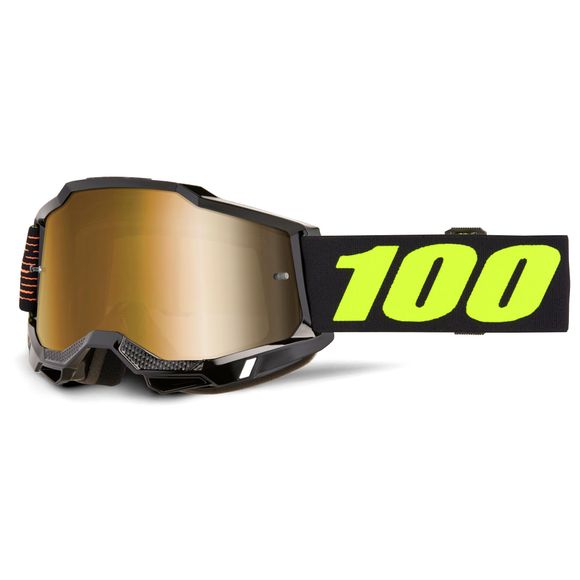 Masque cross 100% ACCURI 2 FAIRBANKS - Ecran Mirror True Gold 2026 - Noir / JauneRef : CE1562 / 50014-00058