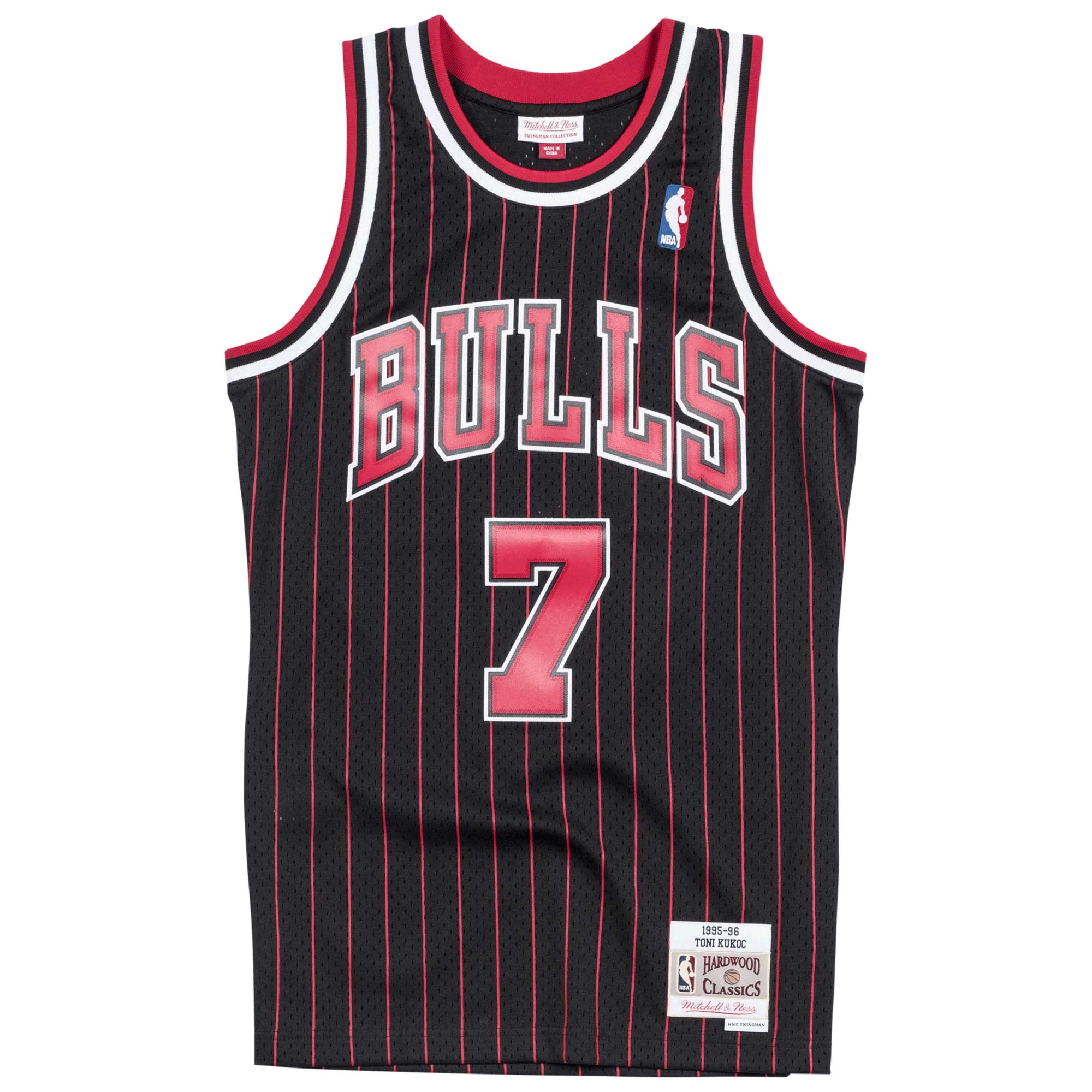 Toni Kukoc #7 Chicago Bulls 1995-96 Mitchell & Ness Swingman NBA Jersey Pinstripe