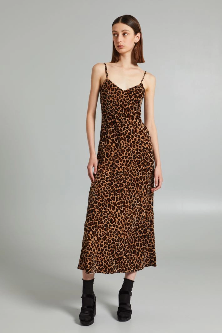 Velvet slip dress - BROWN BLACK BEIGE