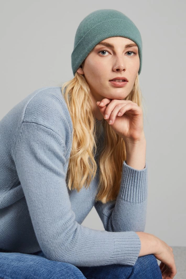 Cashmere cap - SAGE GREEN