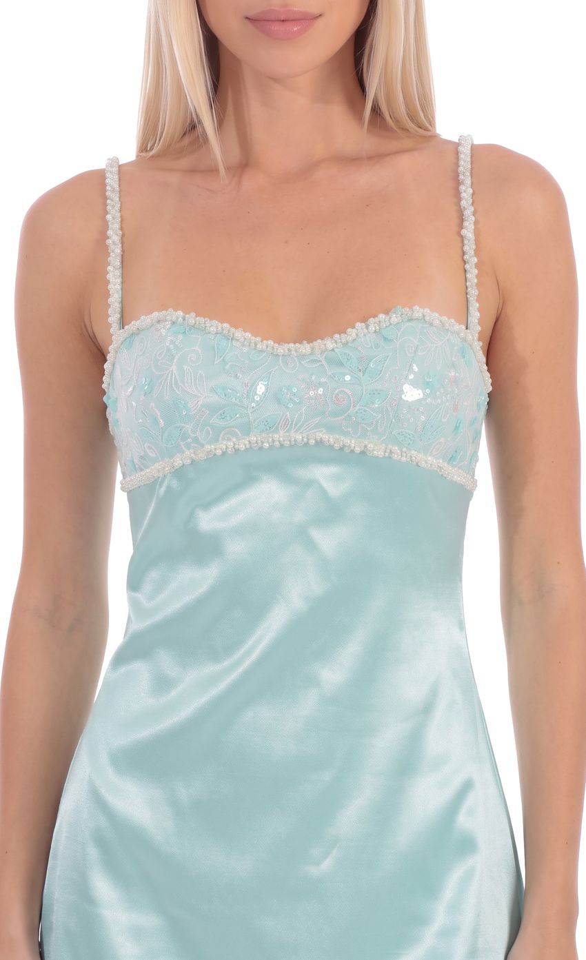 Sequin Sweetheart Mini Dress in Mint