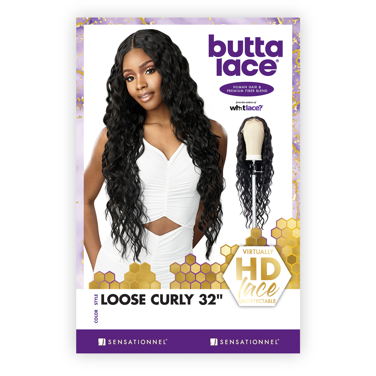 Sensationnel Human Hair Blend HD Lace Front Wig Butta Lace Loose Curly 32