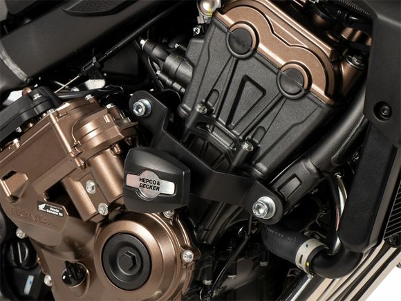 Hepco & Becker engine guard protection pad - blackHONDA 650 CB 650 R ABS Neo Sports Cafe E-Clutch - 2024Ref: HBE03184A / 5079547 00 01