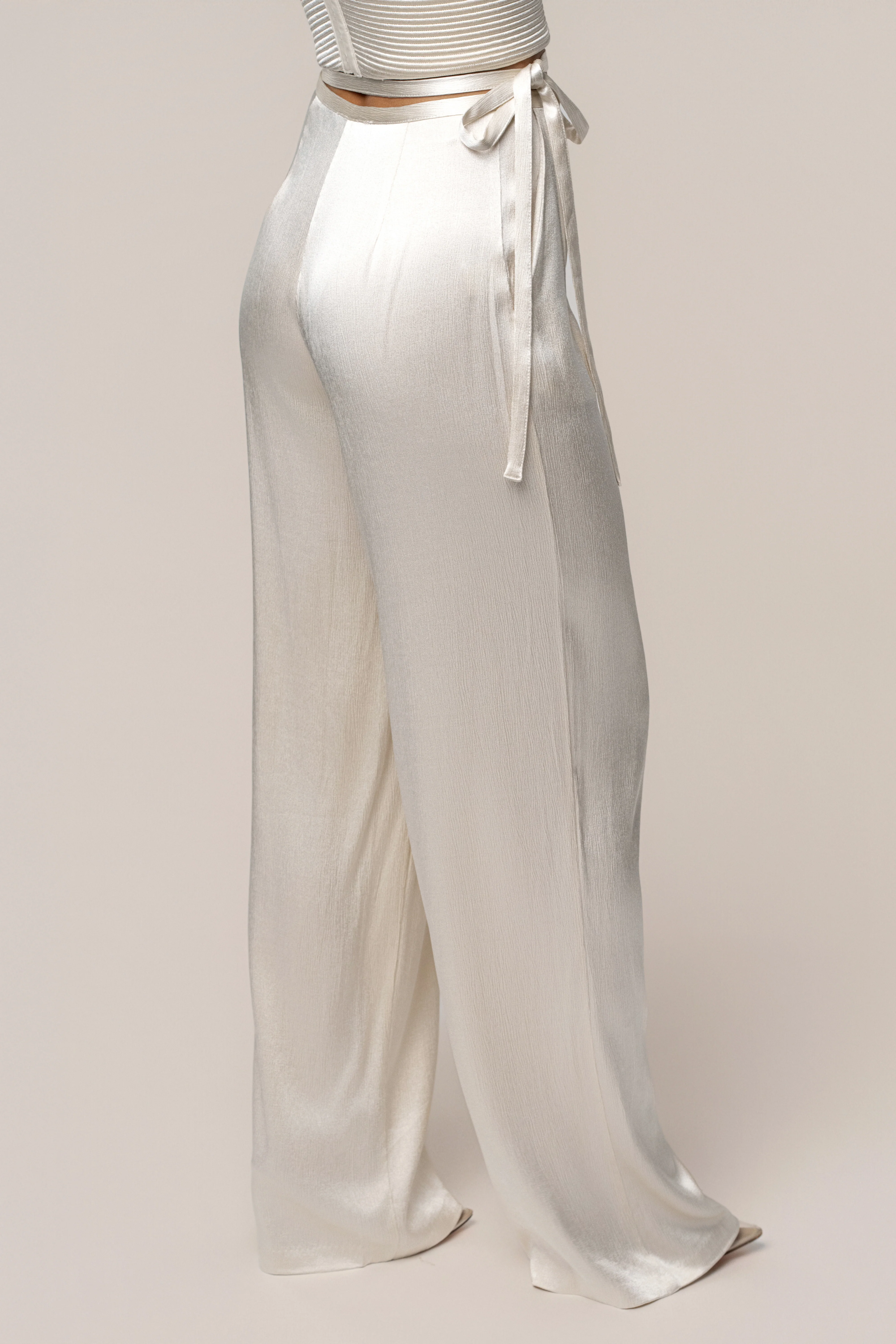 Champagne Deserae Satin Pants
