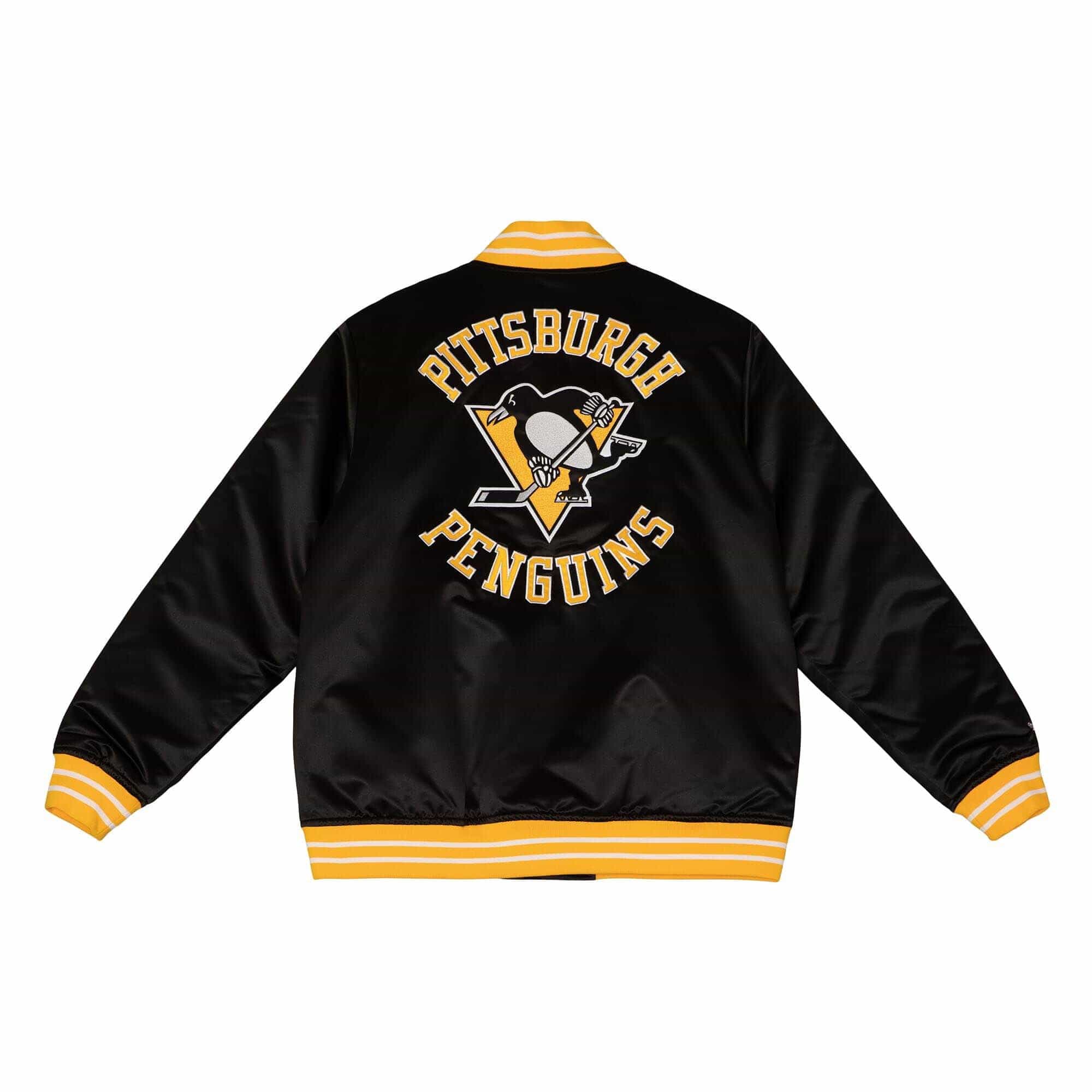 Pittsburgh Penguins Heavyweight Satin Mitchell & Ness NHL Jacket Black