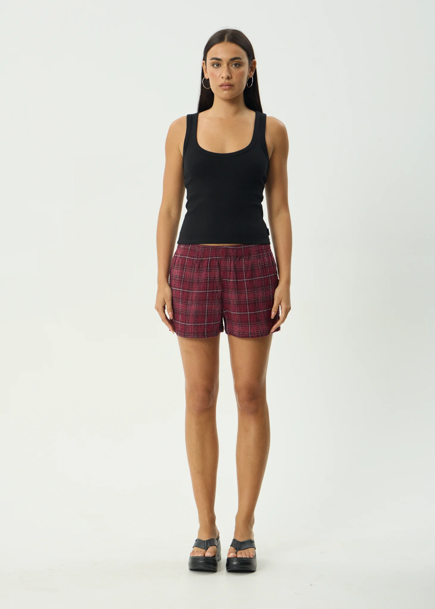 AFENDS Womens Eboni - Seersucker Short - Port Check