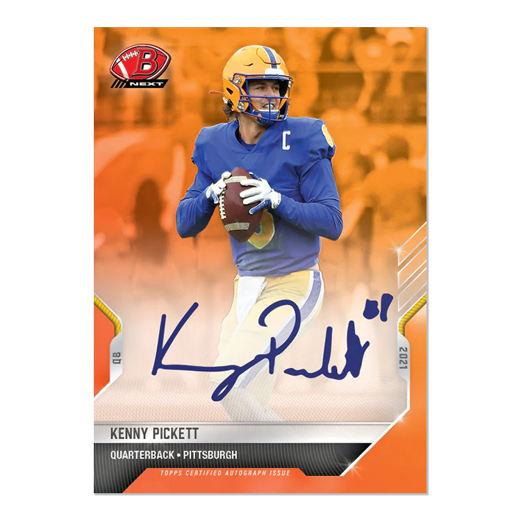 On-Card Auto # to 5 - Kenny Pickett - 2021 Bowman NEXT TOPPS NOW® Football Card 9E