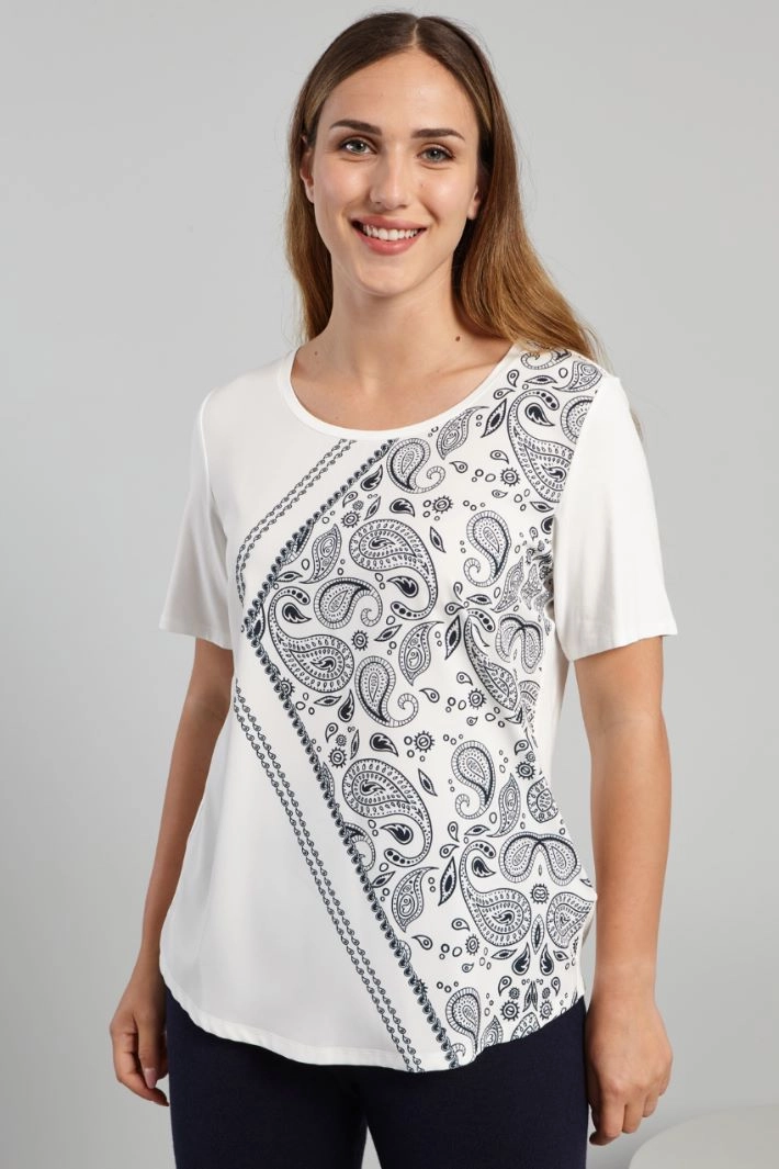 Print-embellished jersey T-shirt - WHITE GREEN