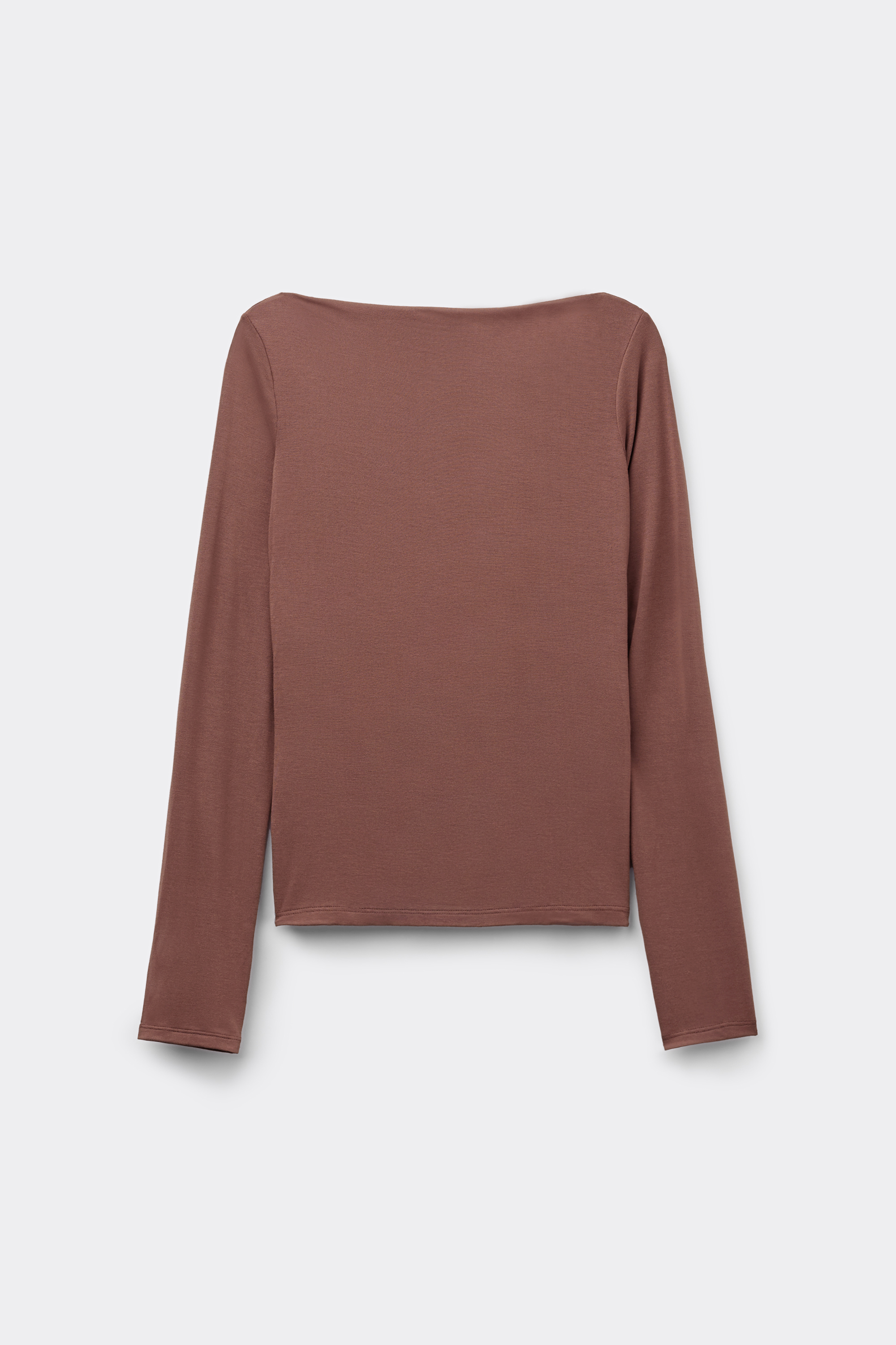 Long-Sleeved Viscose Top with Boat Neck