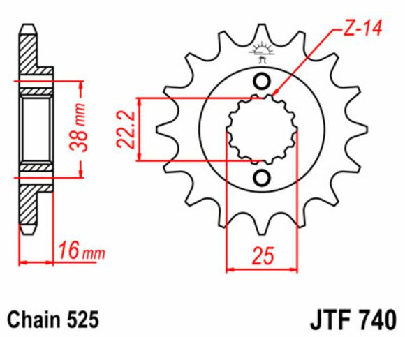 JT. Standard steel 740 - 525Ref: Jtc00438A / 1077474001