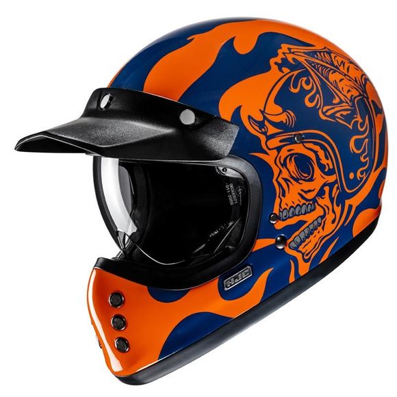 Casque intégral HJC V60 - FLAME - Bleu / OrangeRef : HJ1323