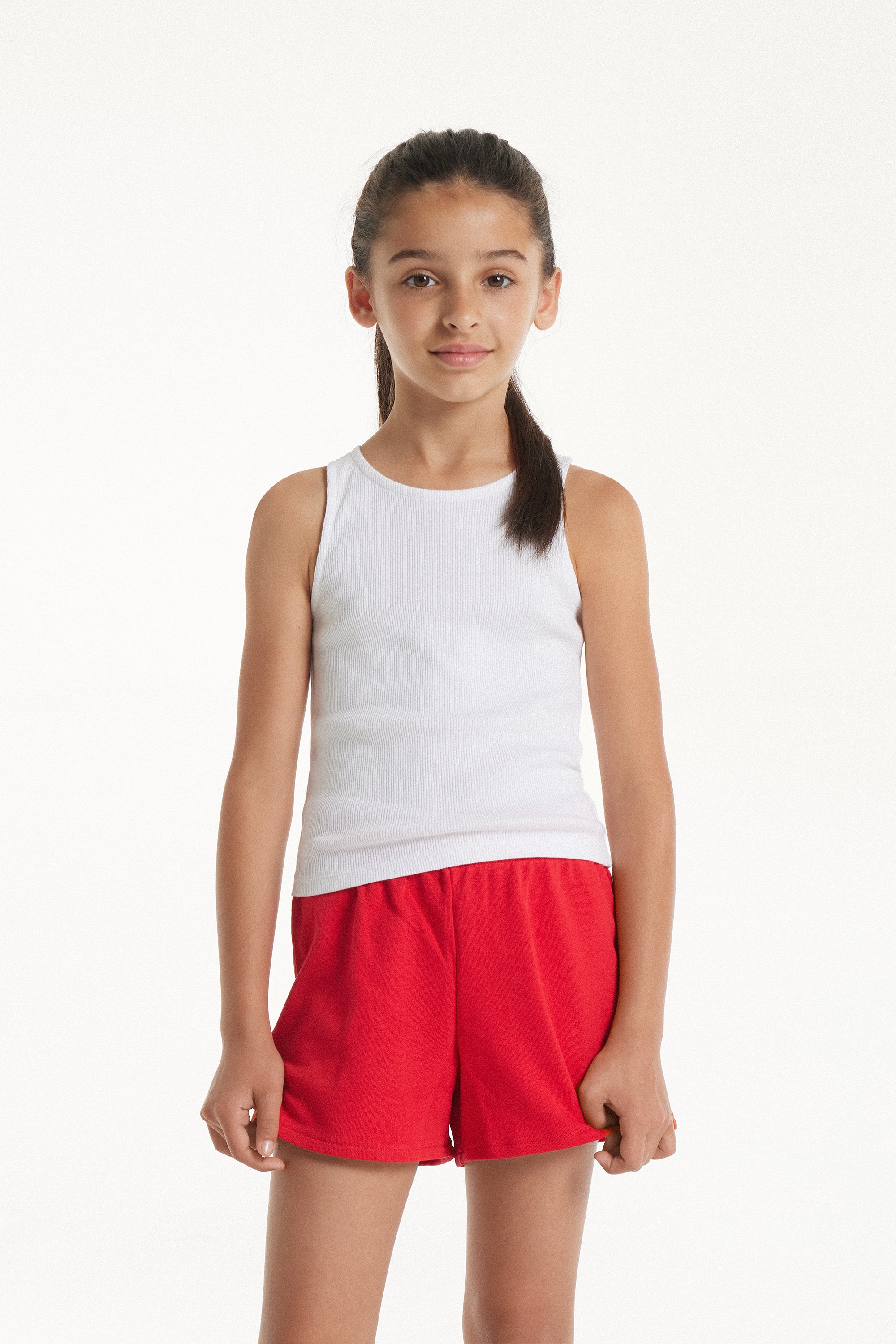 Girls’ Ribbed Camisole with Wide Shoulder Straps