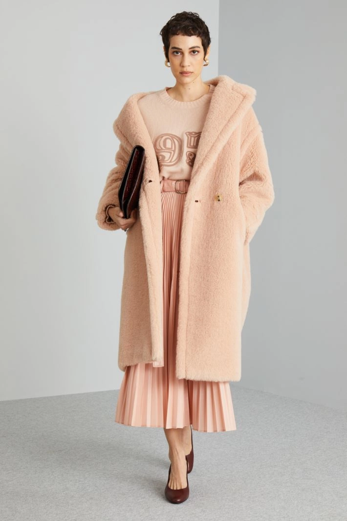 Plush-effect coat - PASTEL PINK