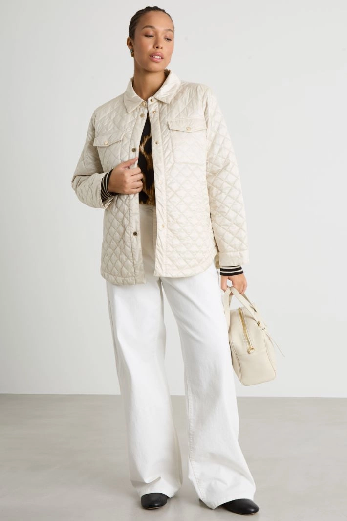 Padded jacket in water-repellent iridescent canvas - WHITE