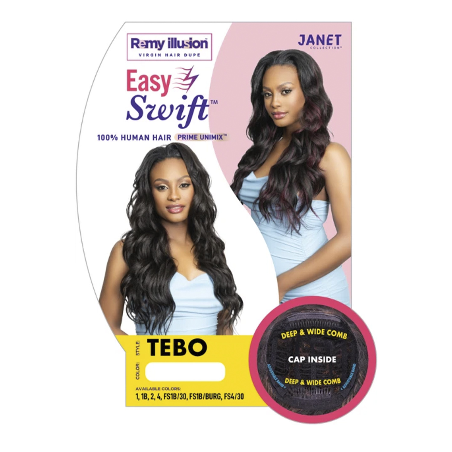 Janet Collection Human Hair Prime Unimix Wig Remy Illusion Tebo