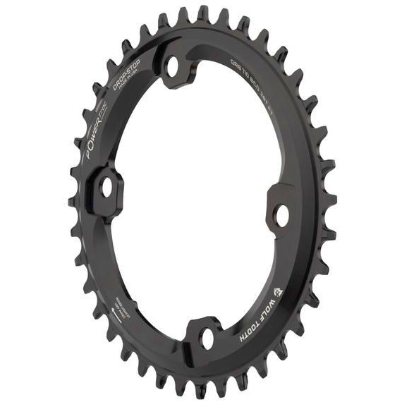 Wolf Tooth Elliptical Chainring for Shimano GRX 110 BCD 4-Bolt - Drop Stop - black
