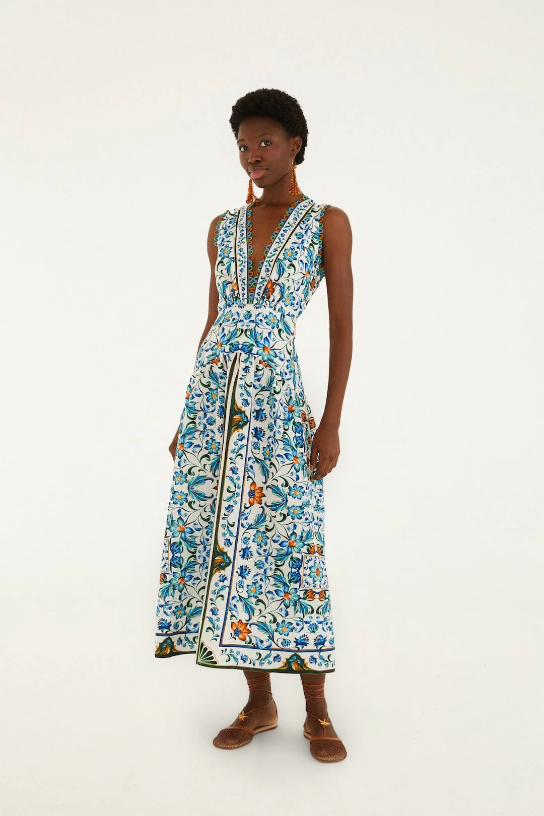 Off-White Flora Tile Scallop Maxi Dress