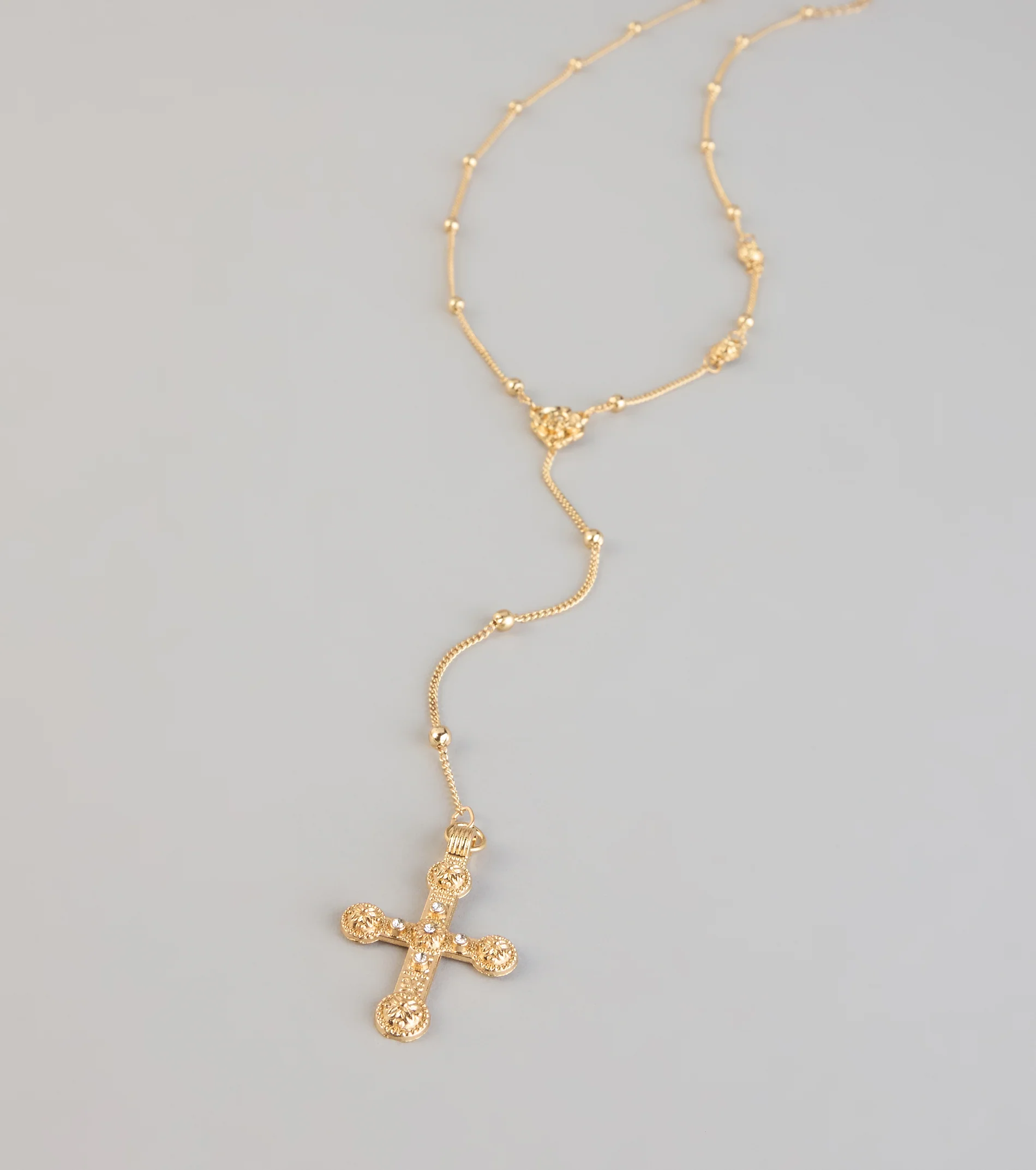 Blessed And Booked Cross Lariat Necklace