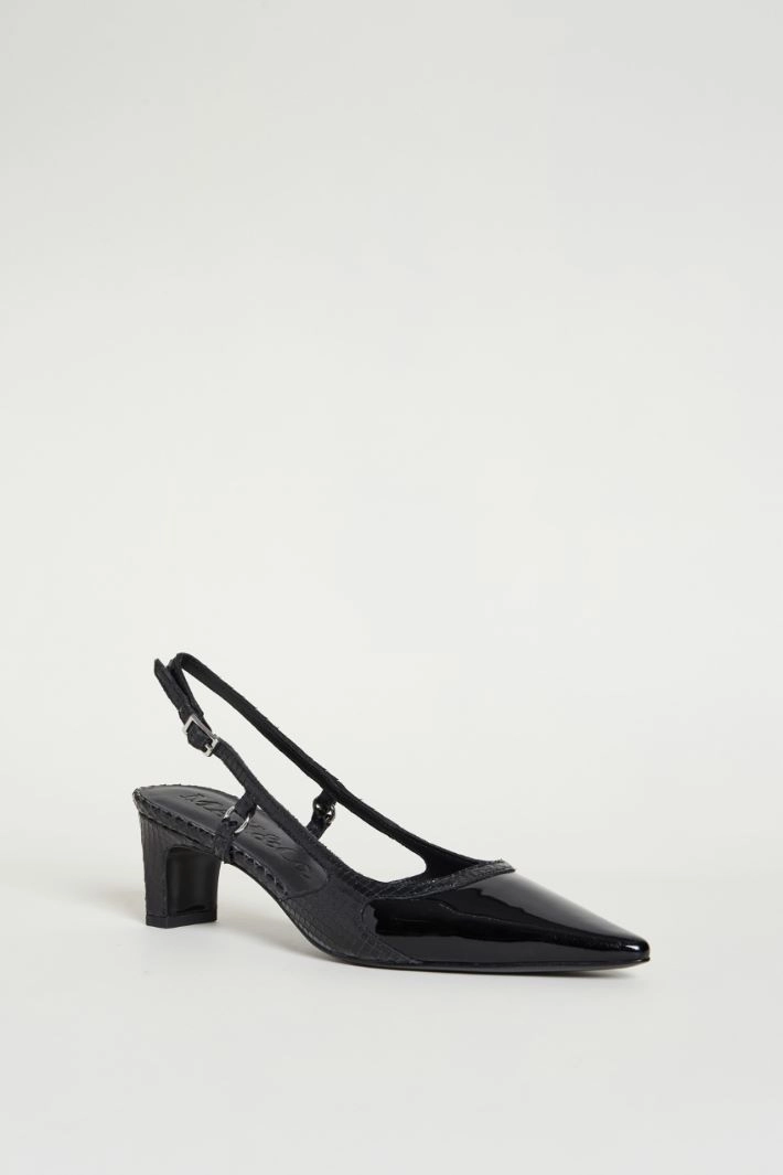 Leather slingbacks - BLACK