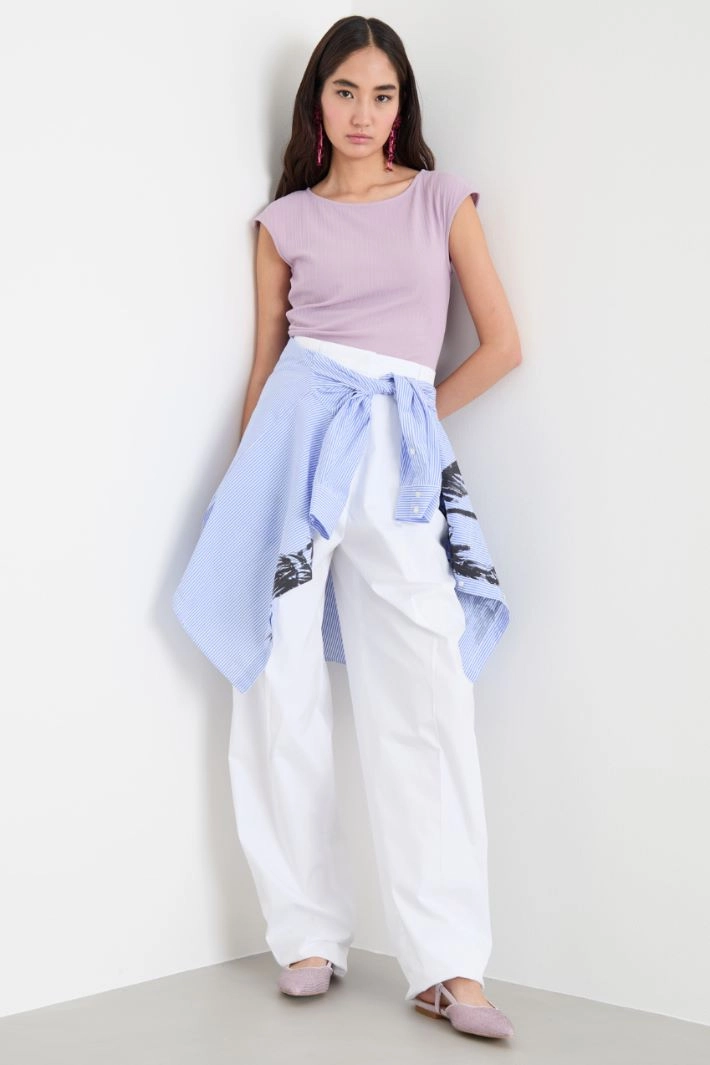 High-rise canvas trousers - WHITE