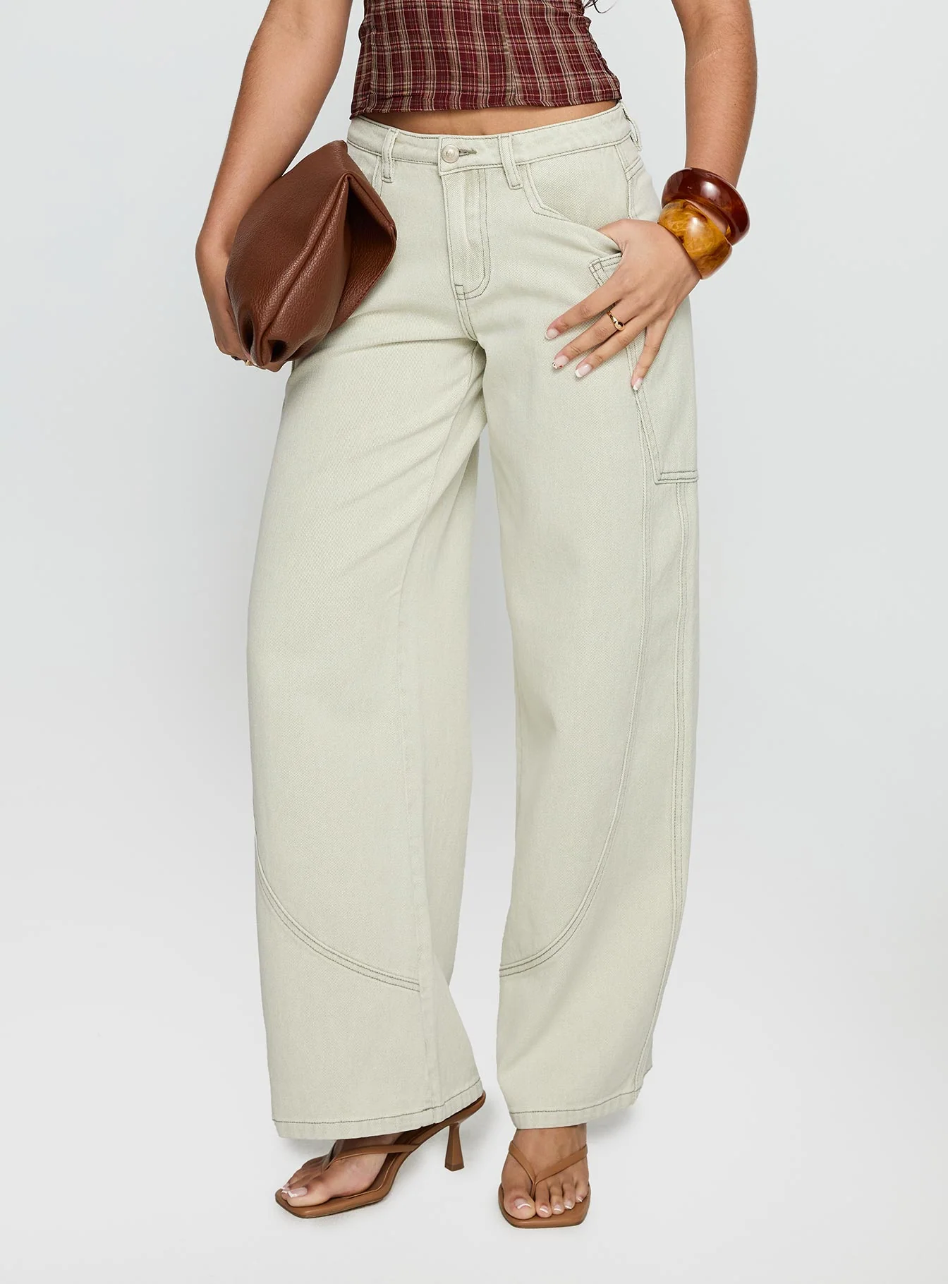Amargo Mid Rise Baggy Jeans Sage Wash
