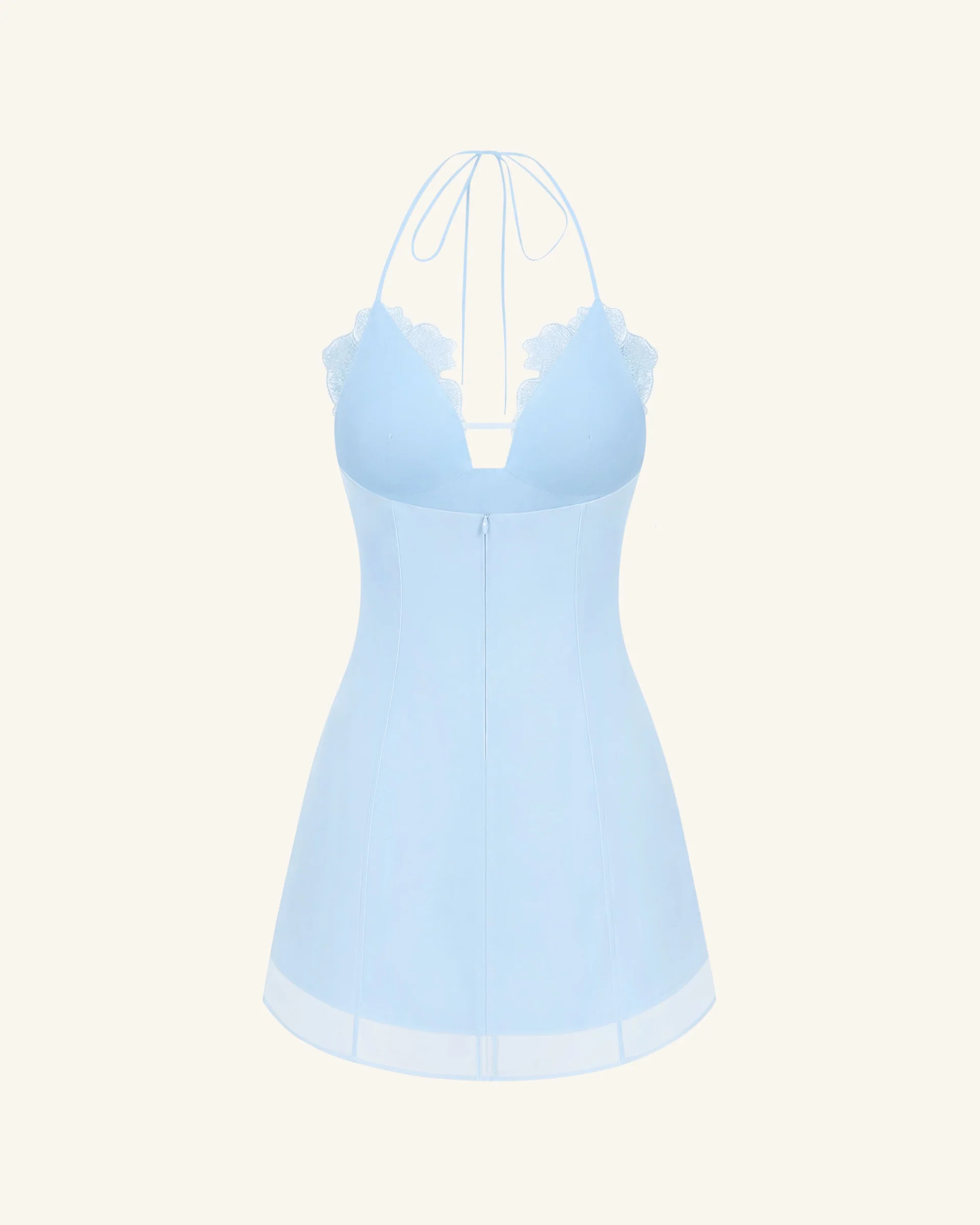 Flower Embroidered Mini Dress - Blue