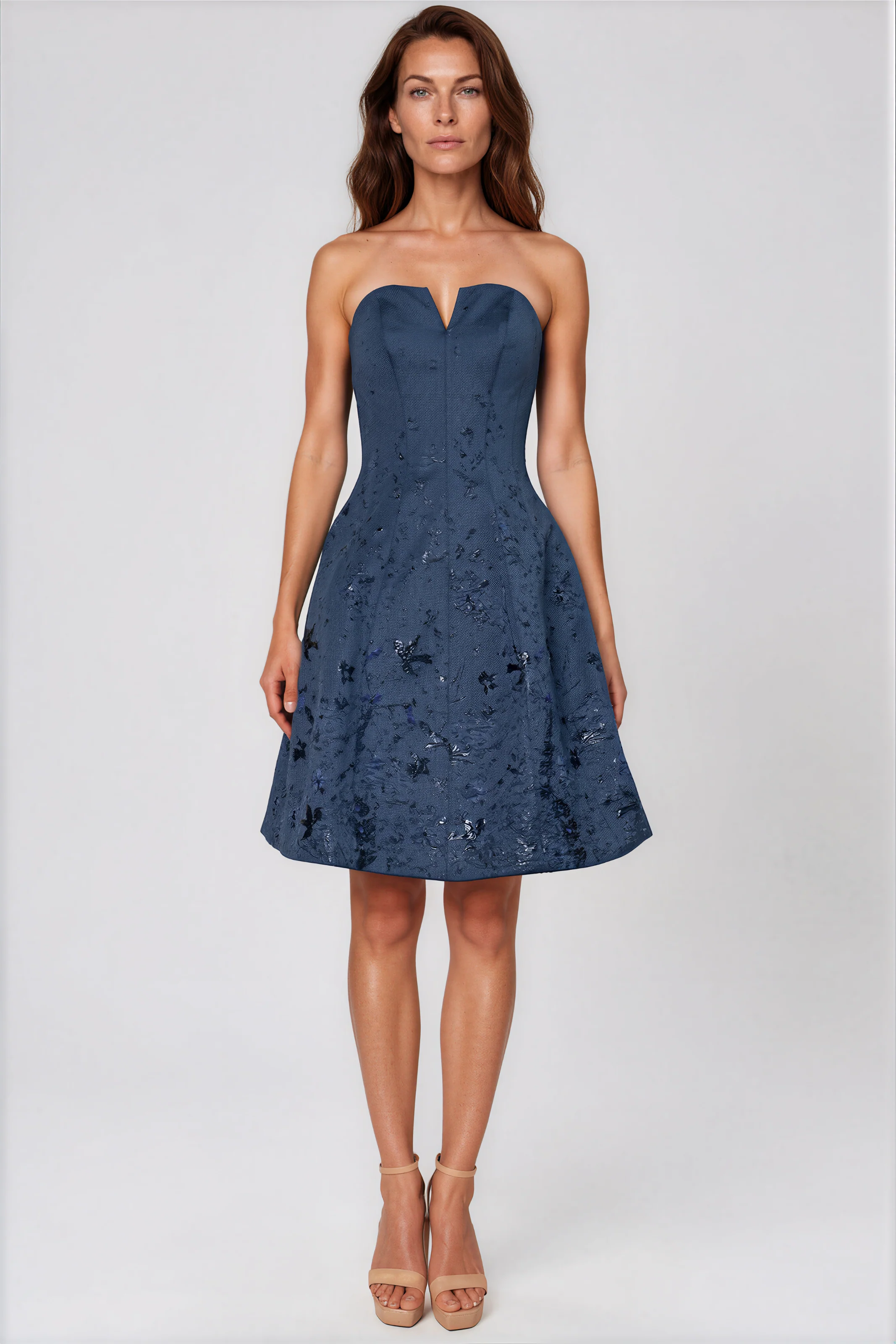 Strapless Textured Brocade A-Line Cocktail