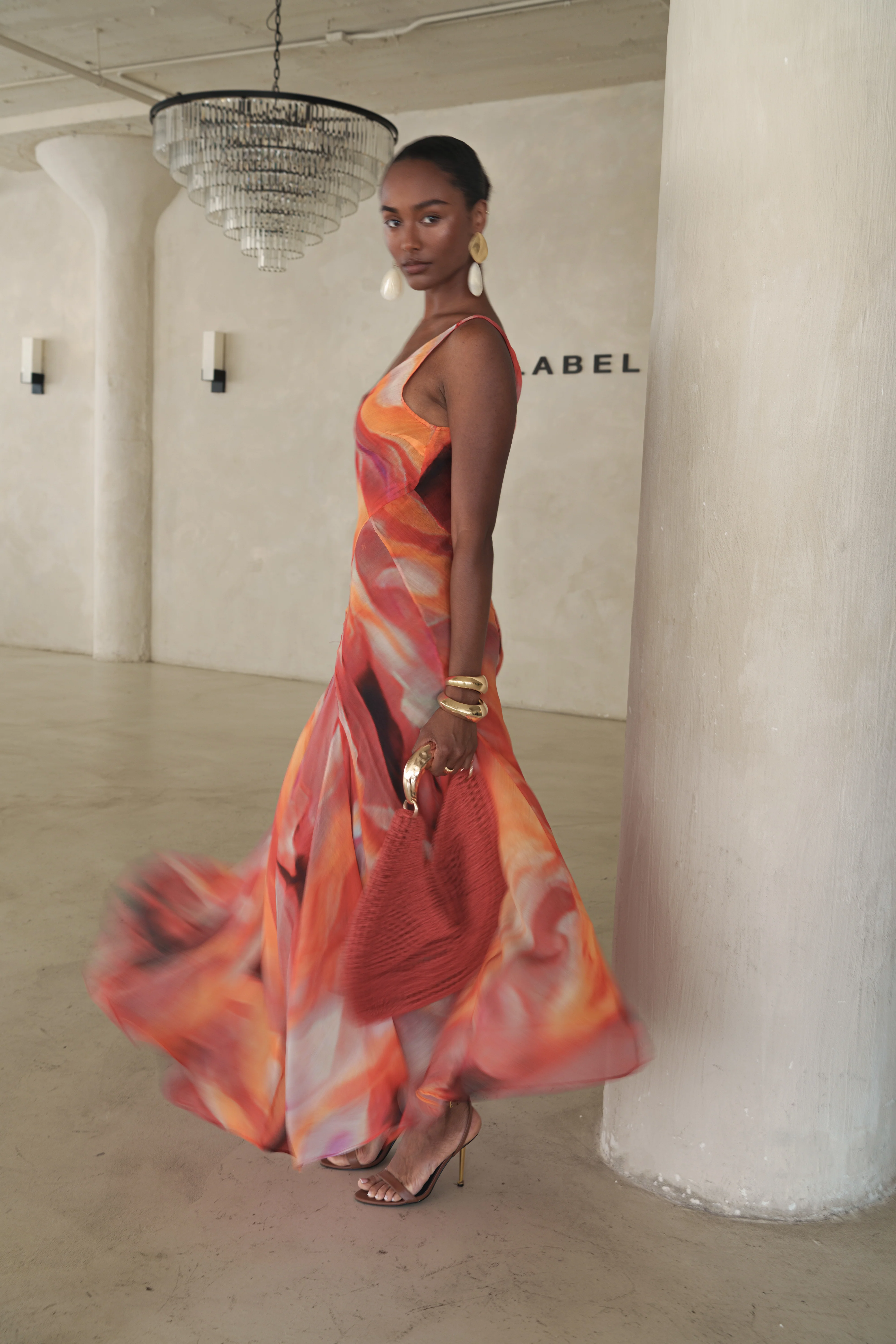 Red Prism Tide Maxi Dress