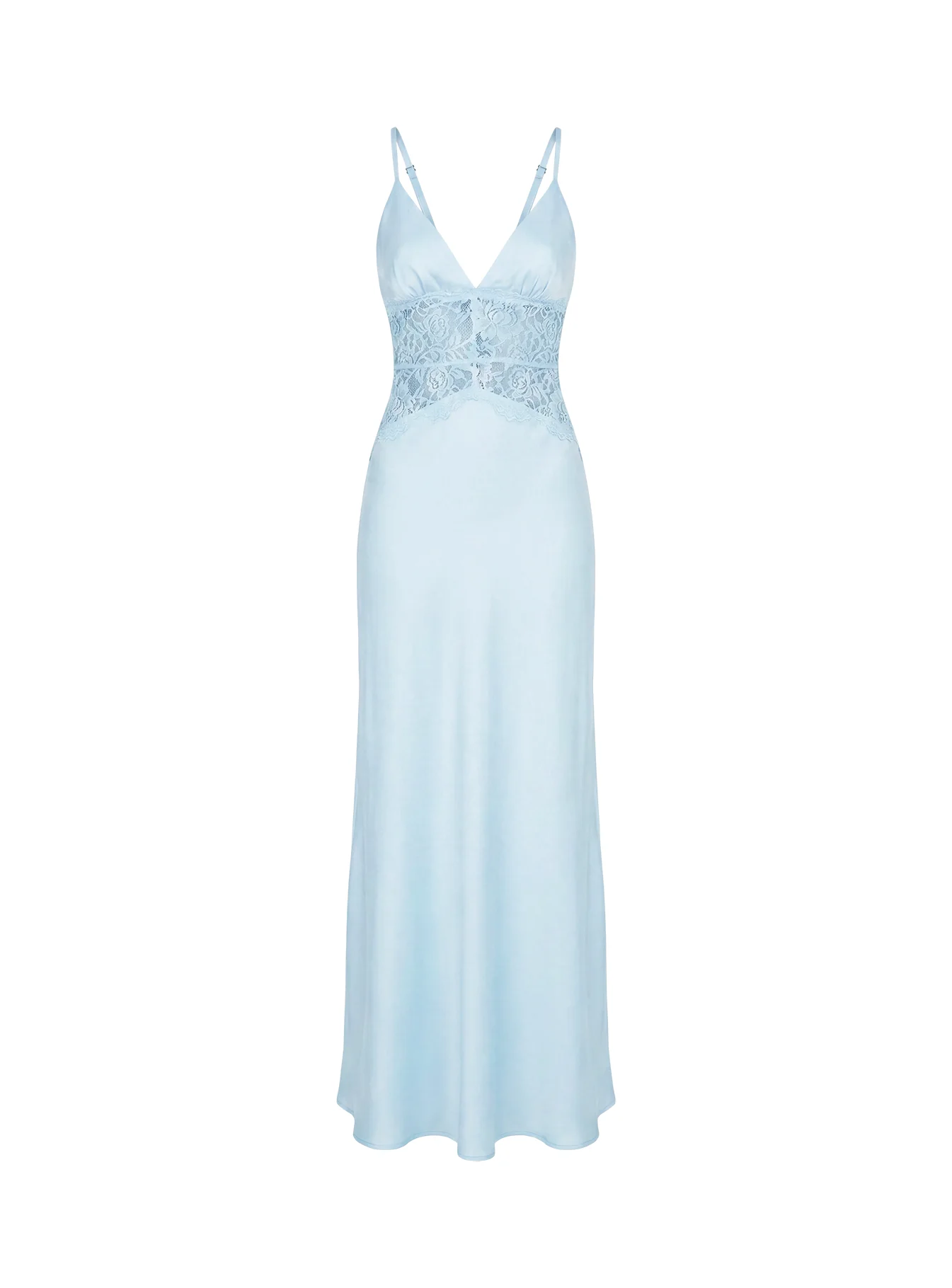 Klairee Halter Lace Maxi Dress Icy Blue