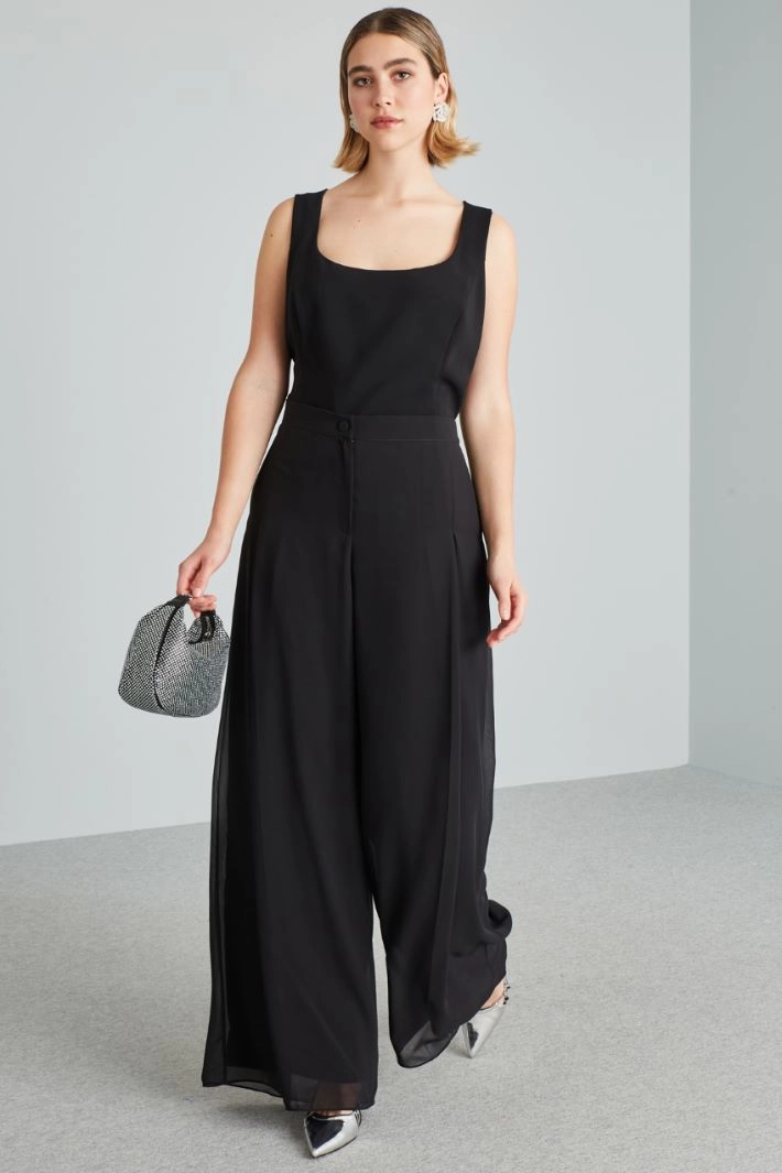 Square neck top - BLACK