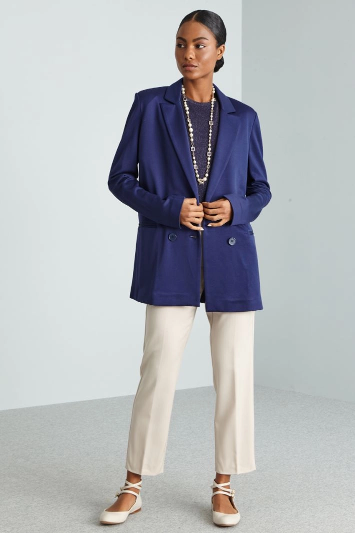 Diagonal-weave jersey blazer - BLUE