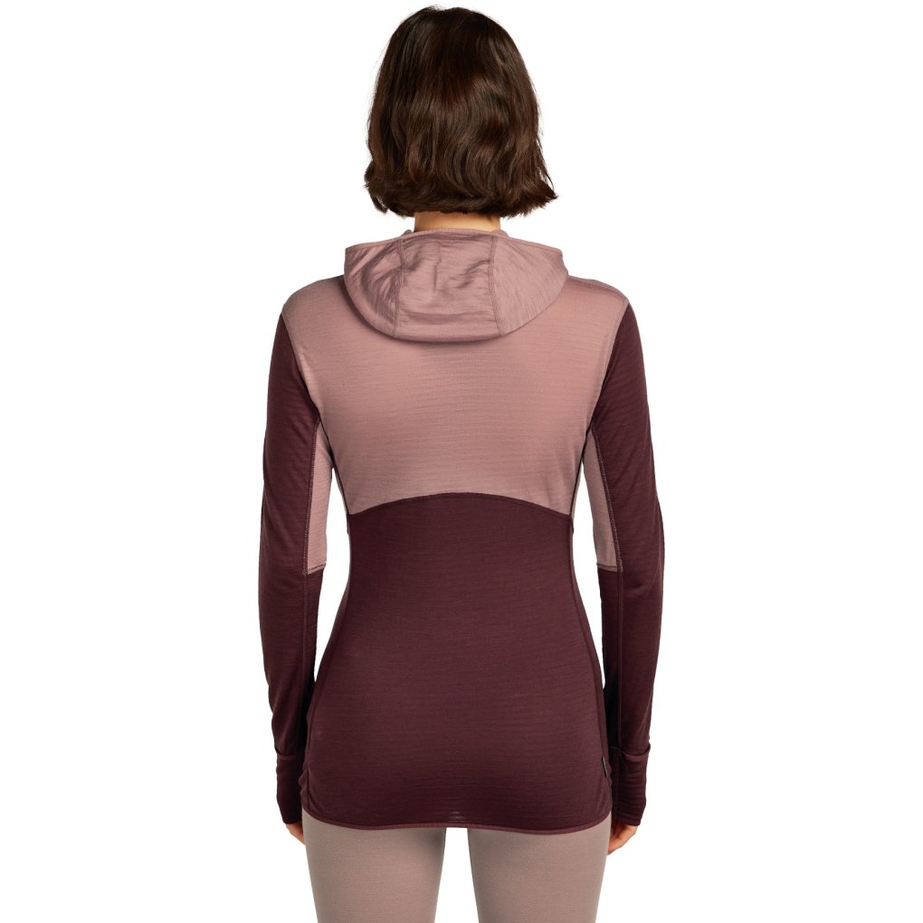 Icebreaker Merino 200 RealFleece™ Descender Long Sleeve Zip Hoodie Women - Summit/Java/Acid Pink