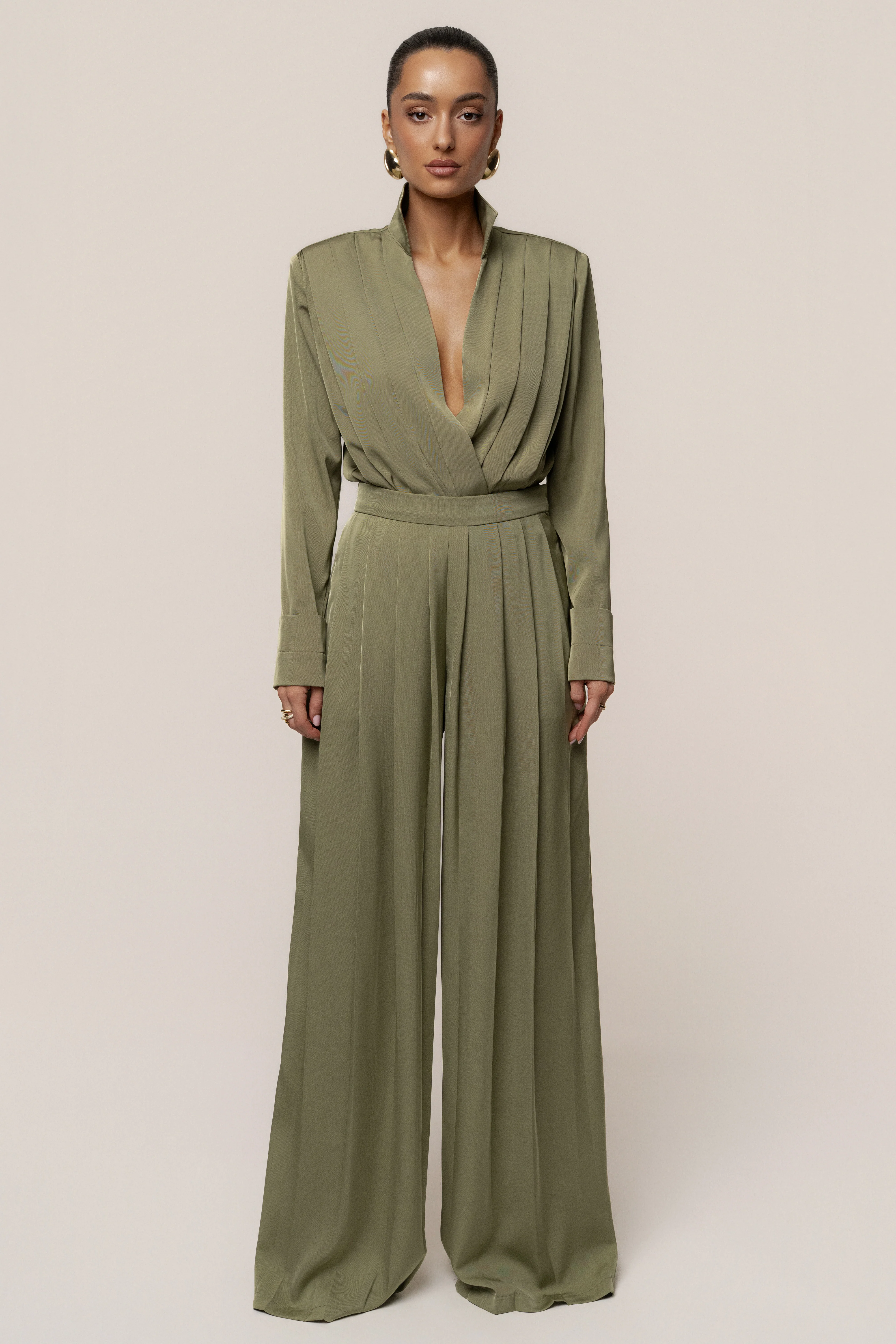 Olive Visionary Pleated Bodysuit