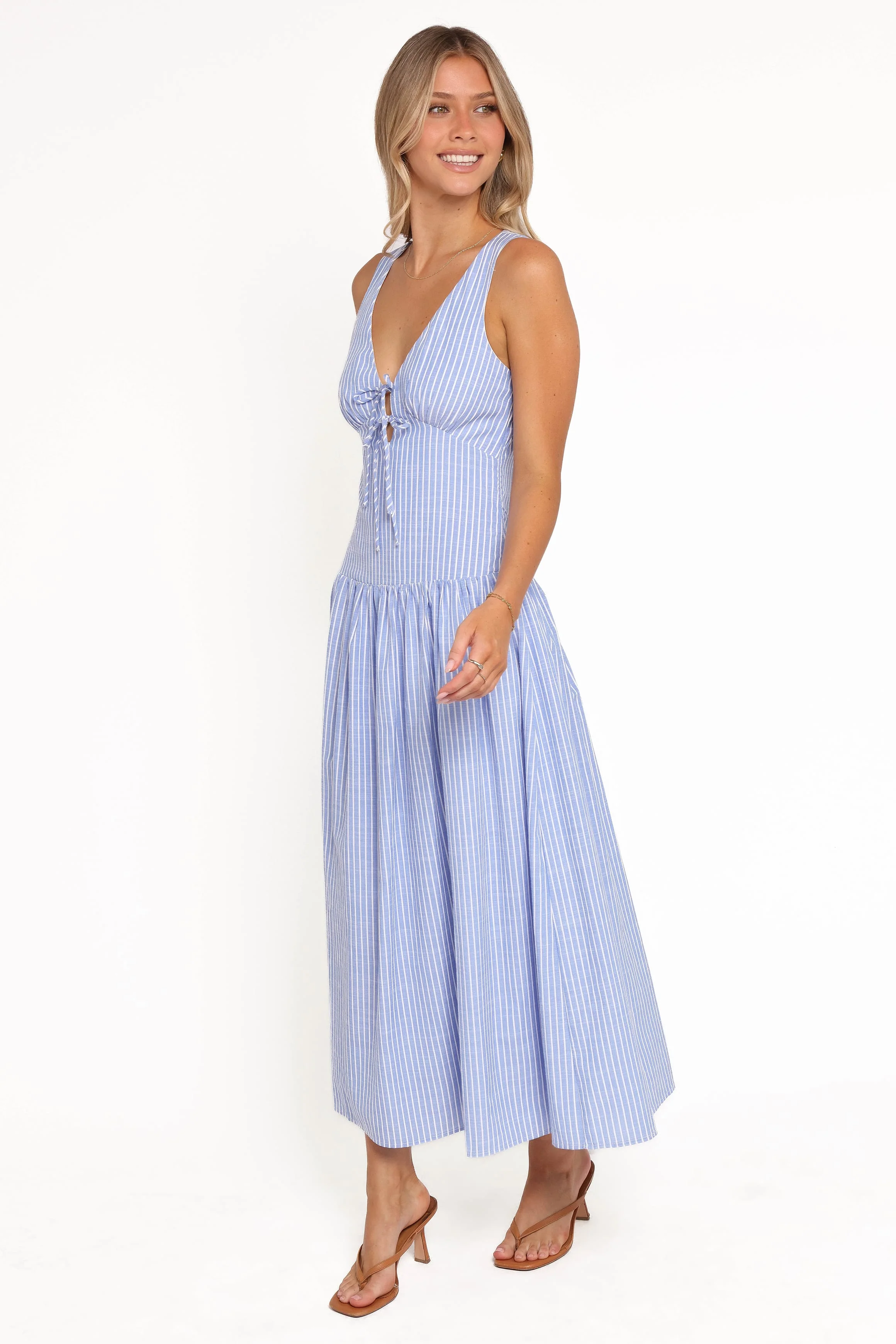 Vanessa Maxi Dress - Navy Pinstripe