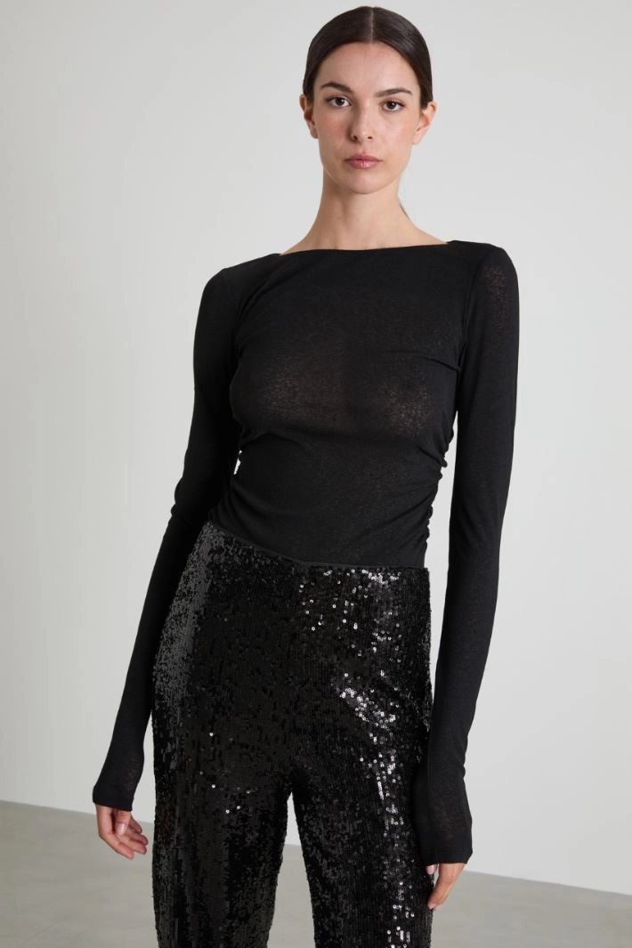 T-shirt with ruching - BLACK