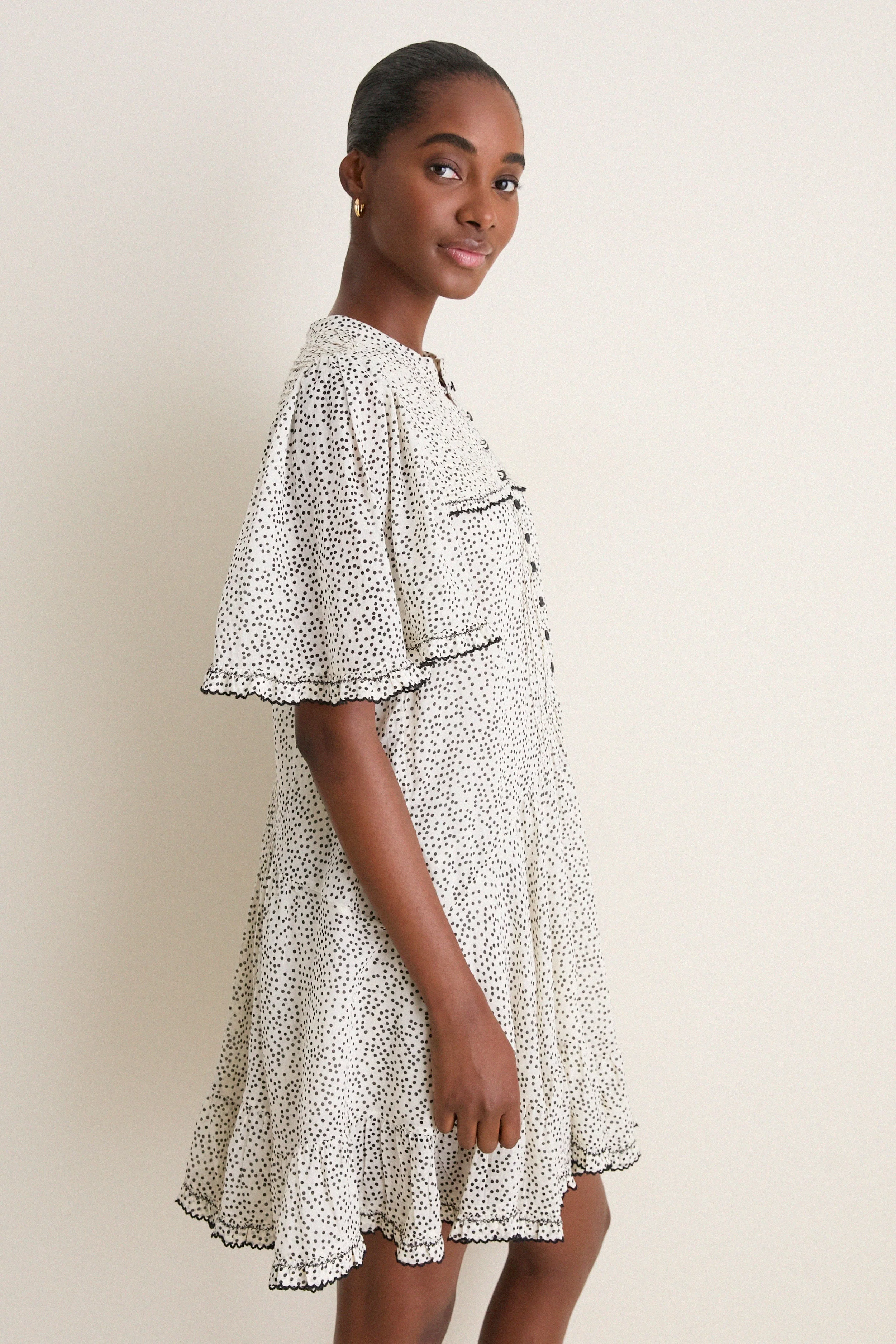 Ecru and Black Daynia Dress