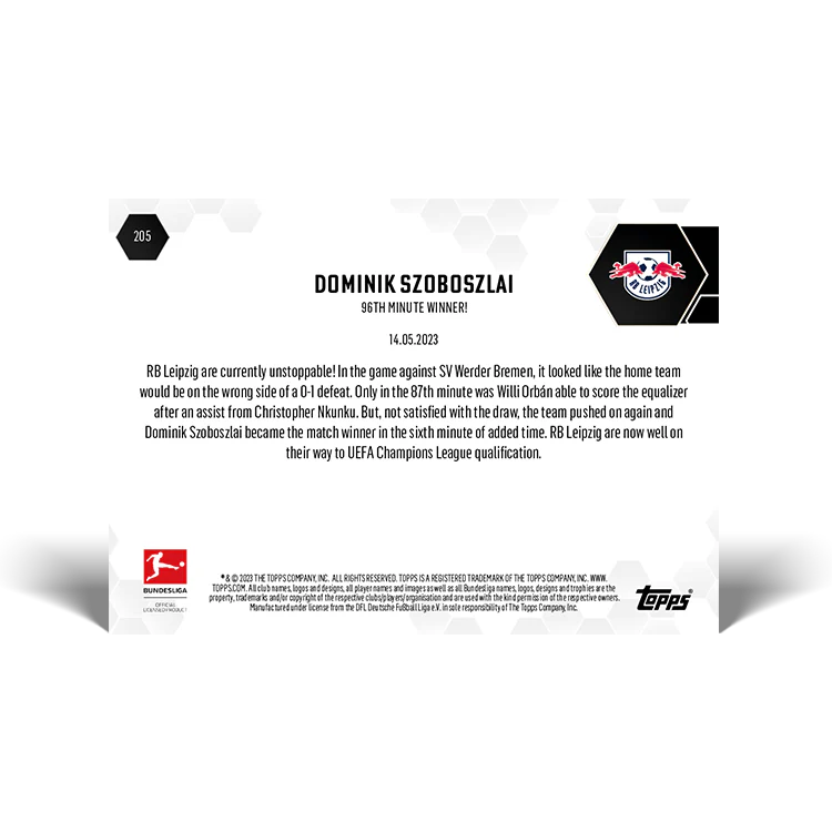 Topps UK - 96th Minute winner! - Bundesliga TOPPS NOW® Card #205