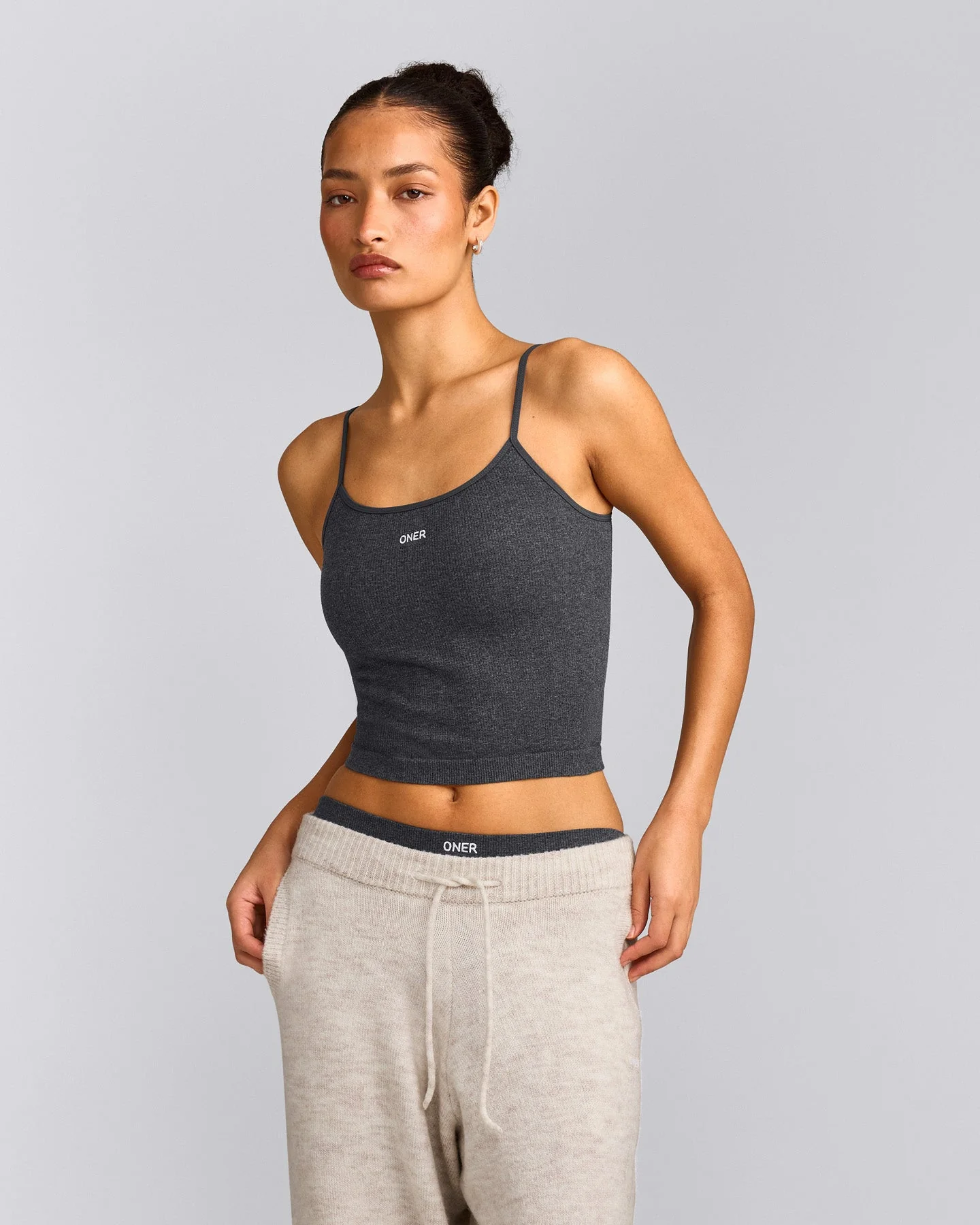 Seamless Strappy Vest | Charcoal Marl