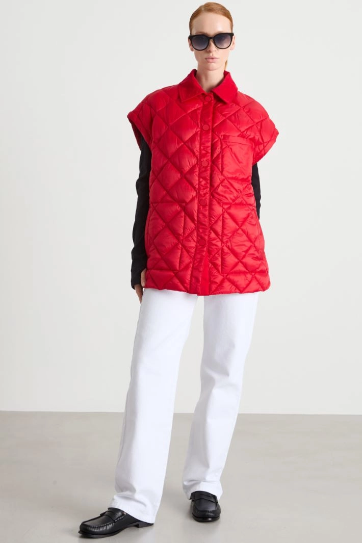Oversized Quilted Jacket - RED