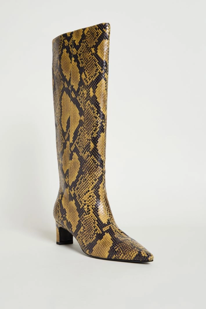 Python-print leather boots - ANIMAL