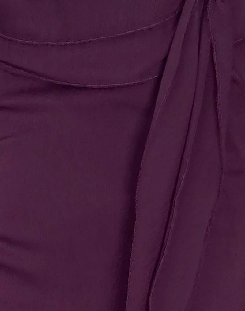 Binita Mini Dress In Chiffon Aubergine