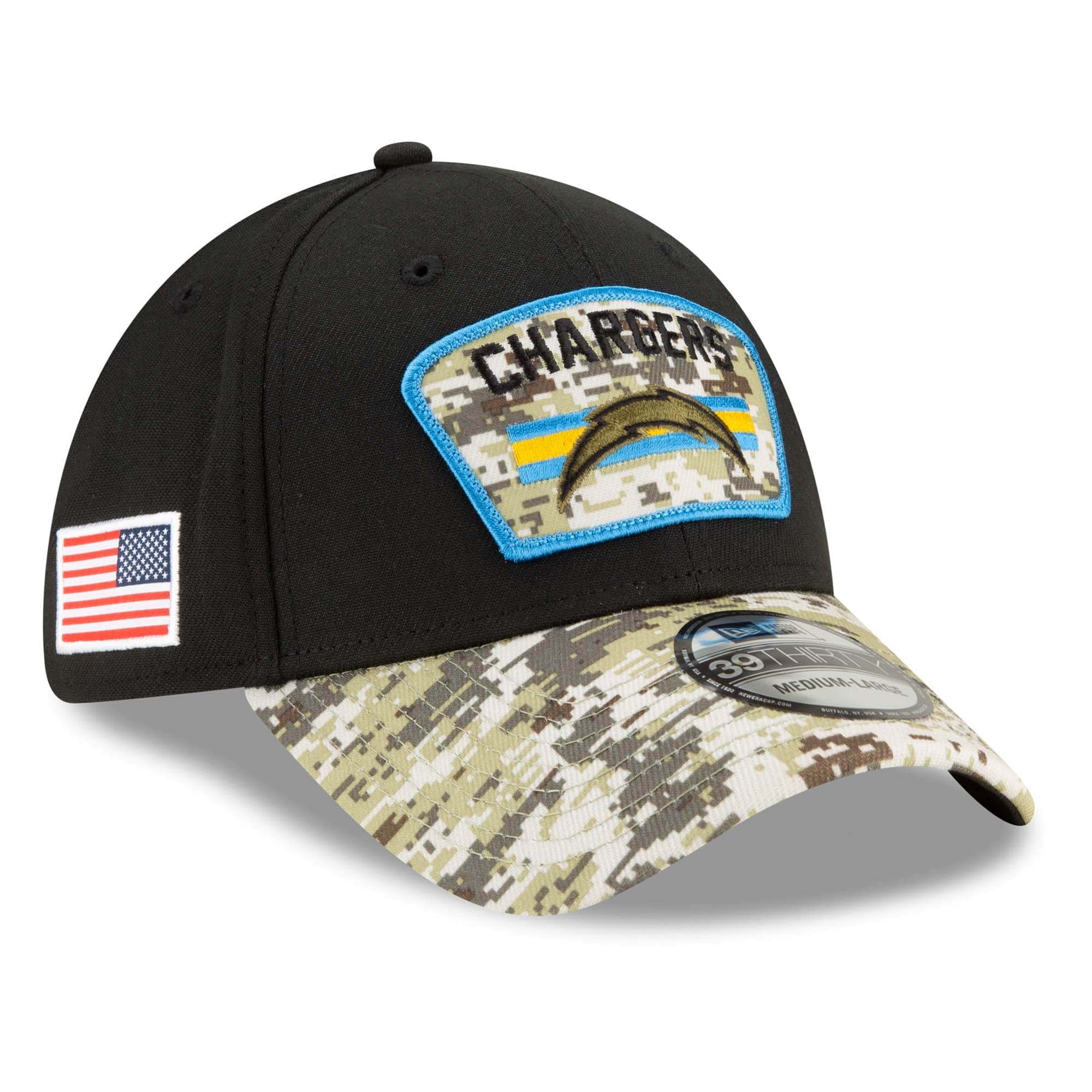 Los Angeles Chargers 2021 NFL On-Field Salute to Service New Era 39THIRTY Flex Fit Cap