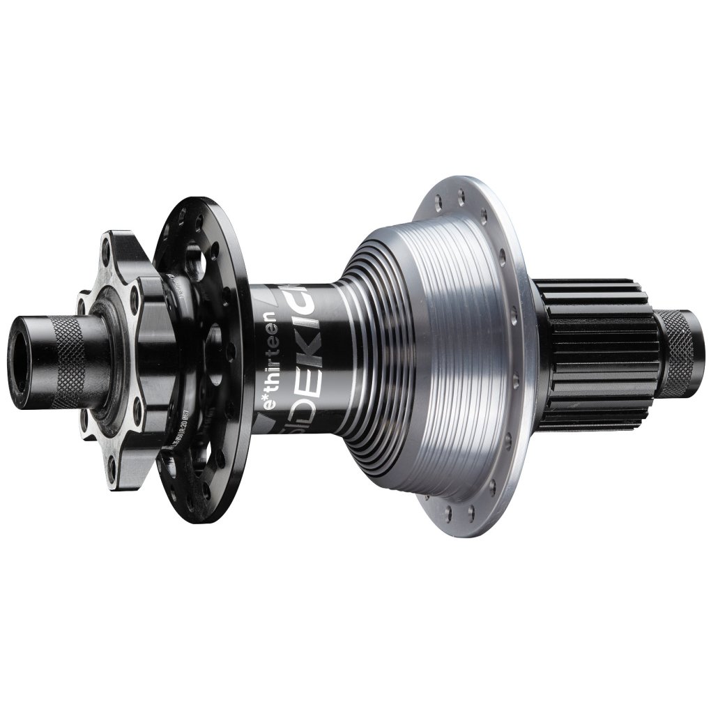 e*thirteen Sidekick Rear Hub - 6-Bolt | 12x148mm Boost - Micro Spline - black/sterling silver