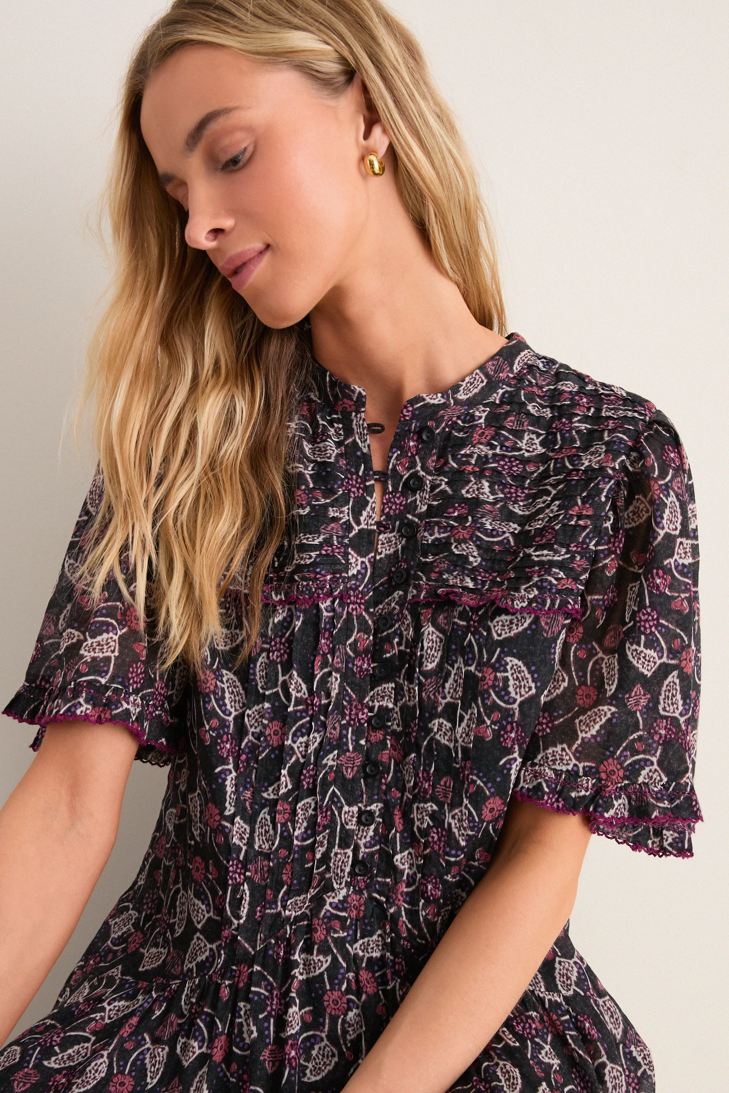 Black and Raspberry Daynia Dress