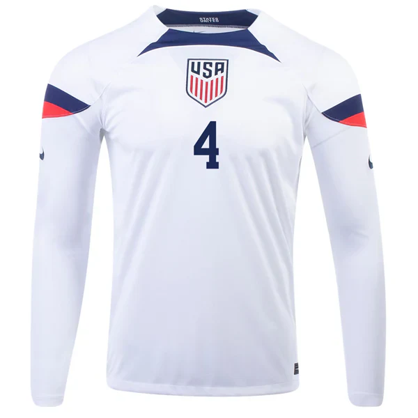 United States Tyler Adams Home Long Sleeve Jersey 22/23 (White/Loyal Blue)