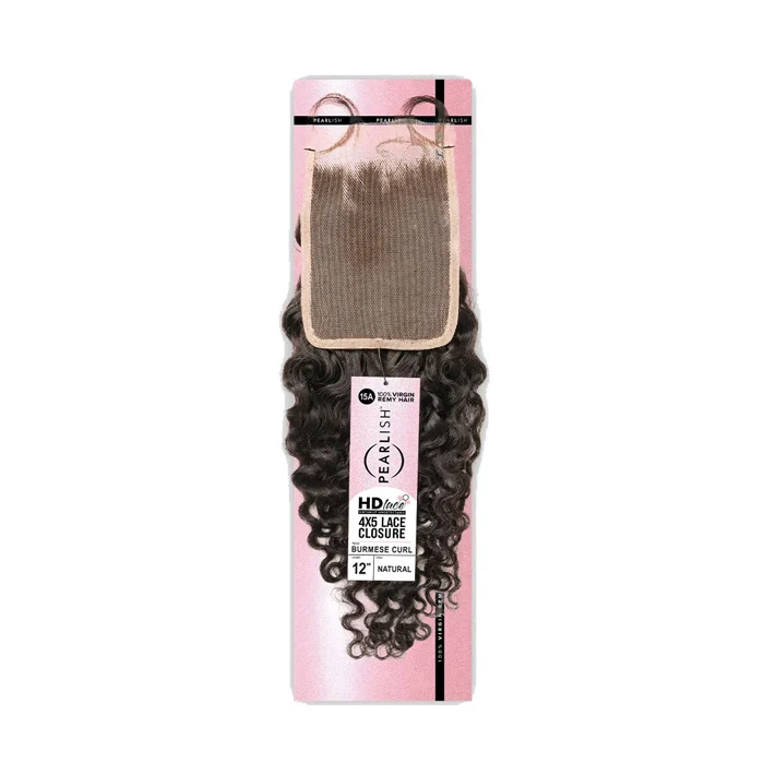 Sensationnel Pearlish 100% Virgin Remy Hair HD Transparent Lace 4x5 Lace Closure - BURMESE CURL 12