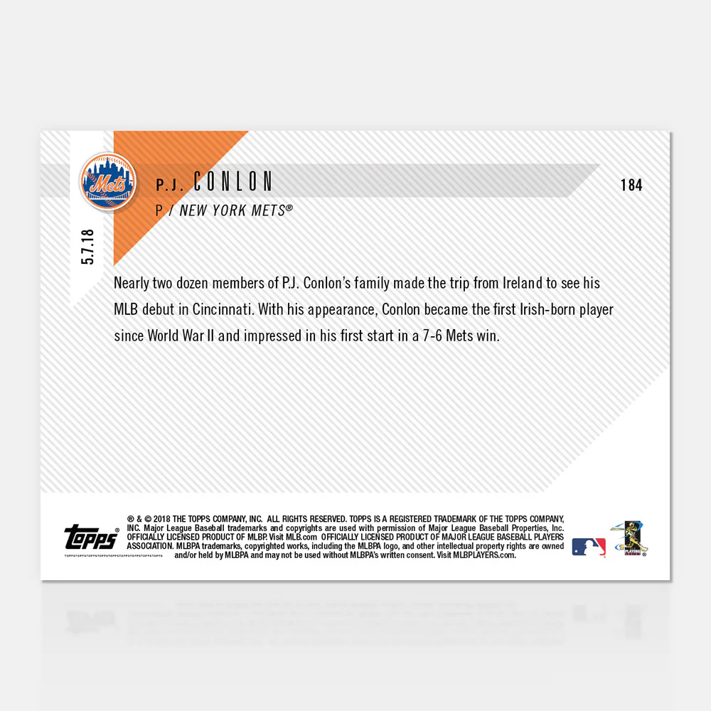 P.J. Conlon - 05/07/2018 TOPPS NOW® Card 184 - Print Run: 507