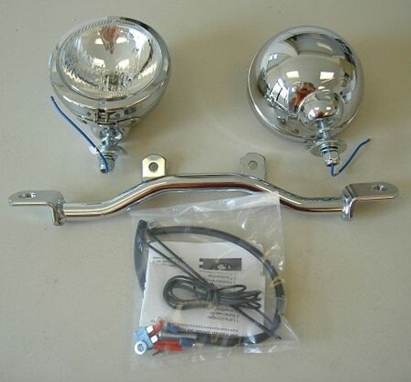 Hepco & Becker Twinlight (road) lights with bracket and cable - chromeRef: HBE02527A / 400464 00 02
